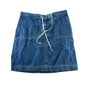 Christopher & Banks Womens Size 10 Medium Wash Denim A-Line Skirt Patch Pockets